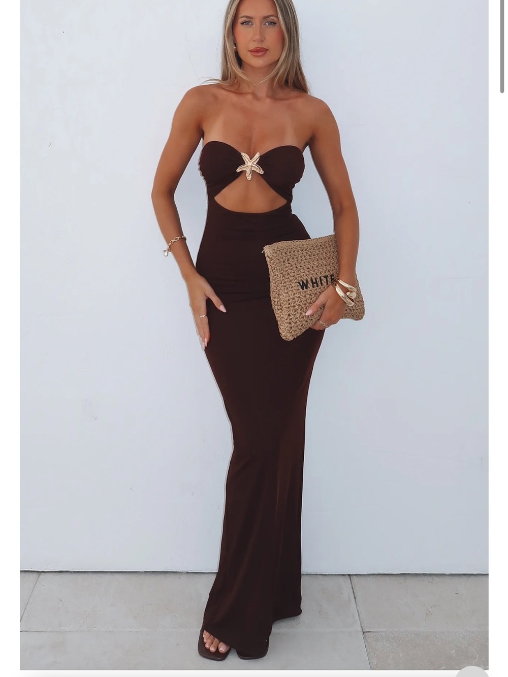 WHITE FOX - Pray For Forgiveness Strapless Maxi Dress Chocolate